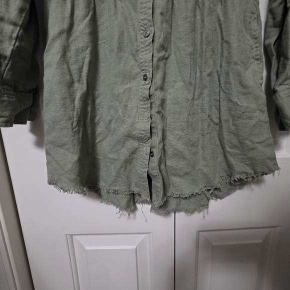 Risen Shirring Long Sleeve Raw Hem Dress With Tapered Waist And Pockets Size S. - Picture 8 of 12